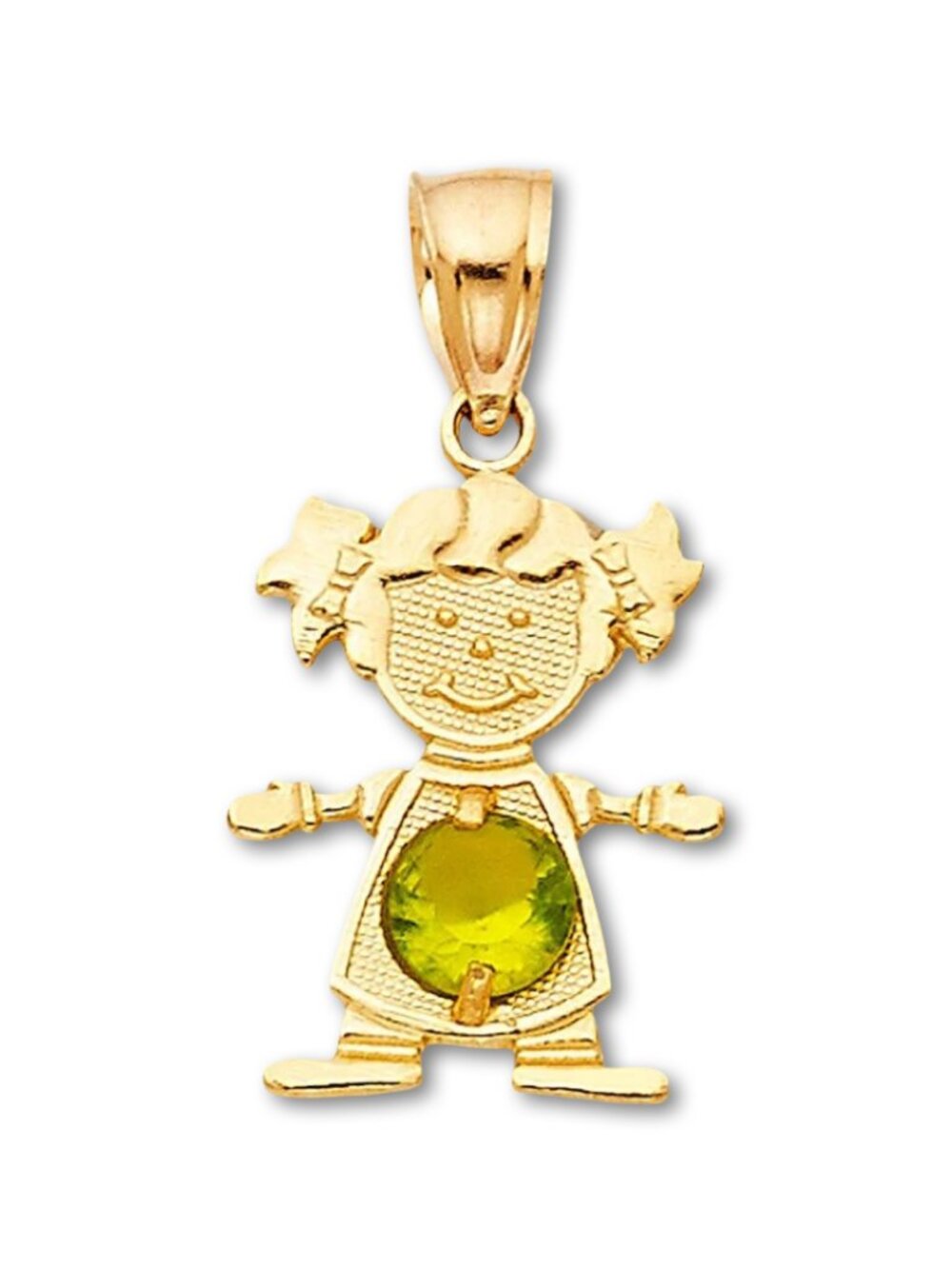 14k Solid Gold August Birthstone Girl Charm By Tehrani Jewelry
